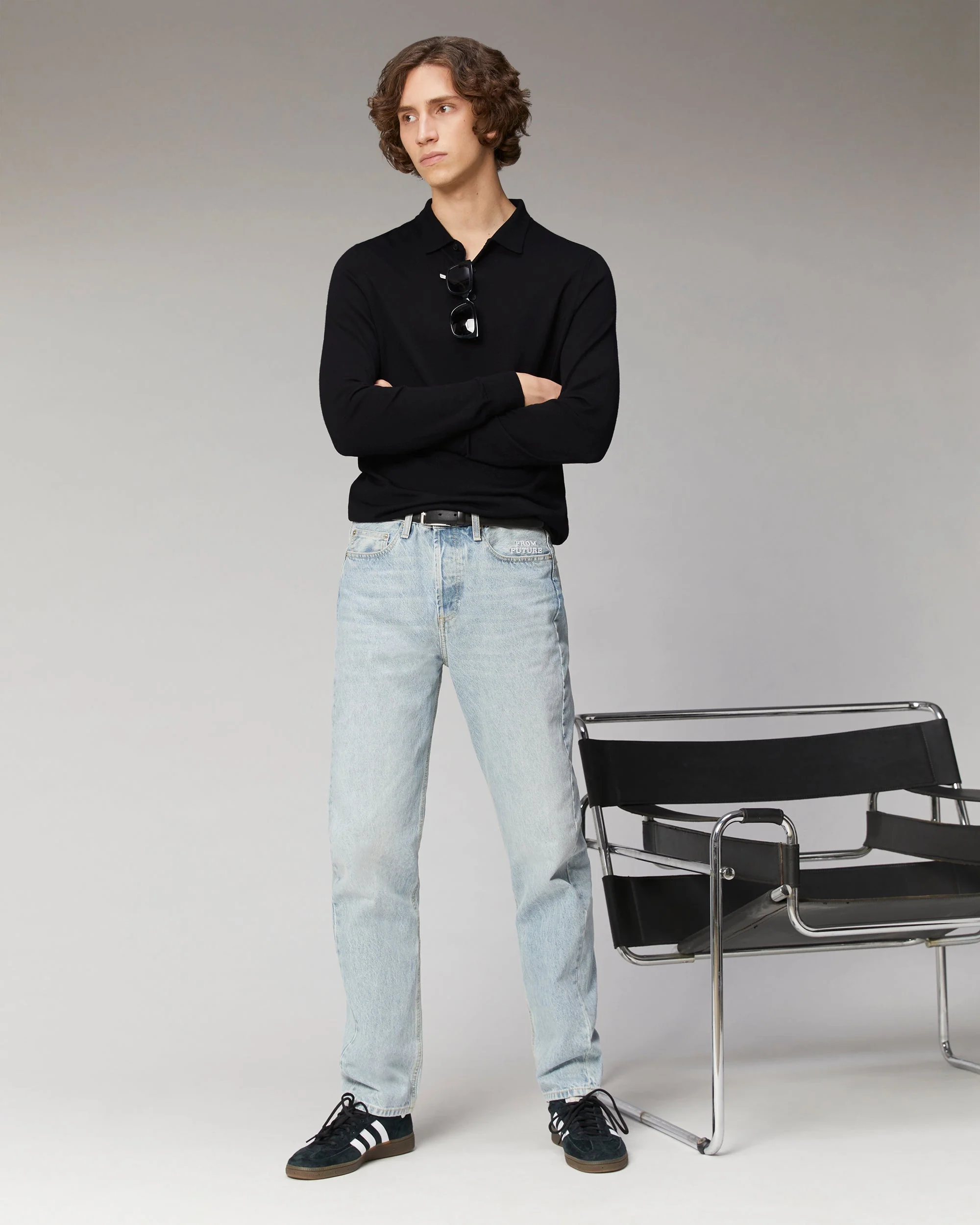 Basic Polo Neck Sweater ( H23 / Man / Black / 100% RWS Merino Wool) - Image 4