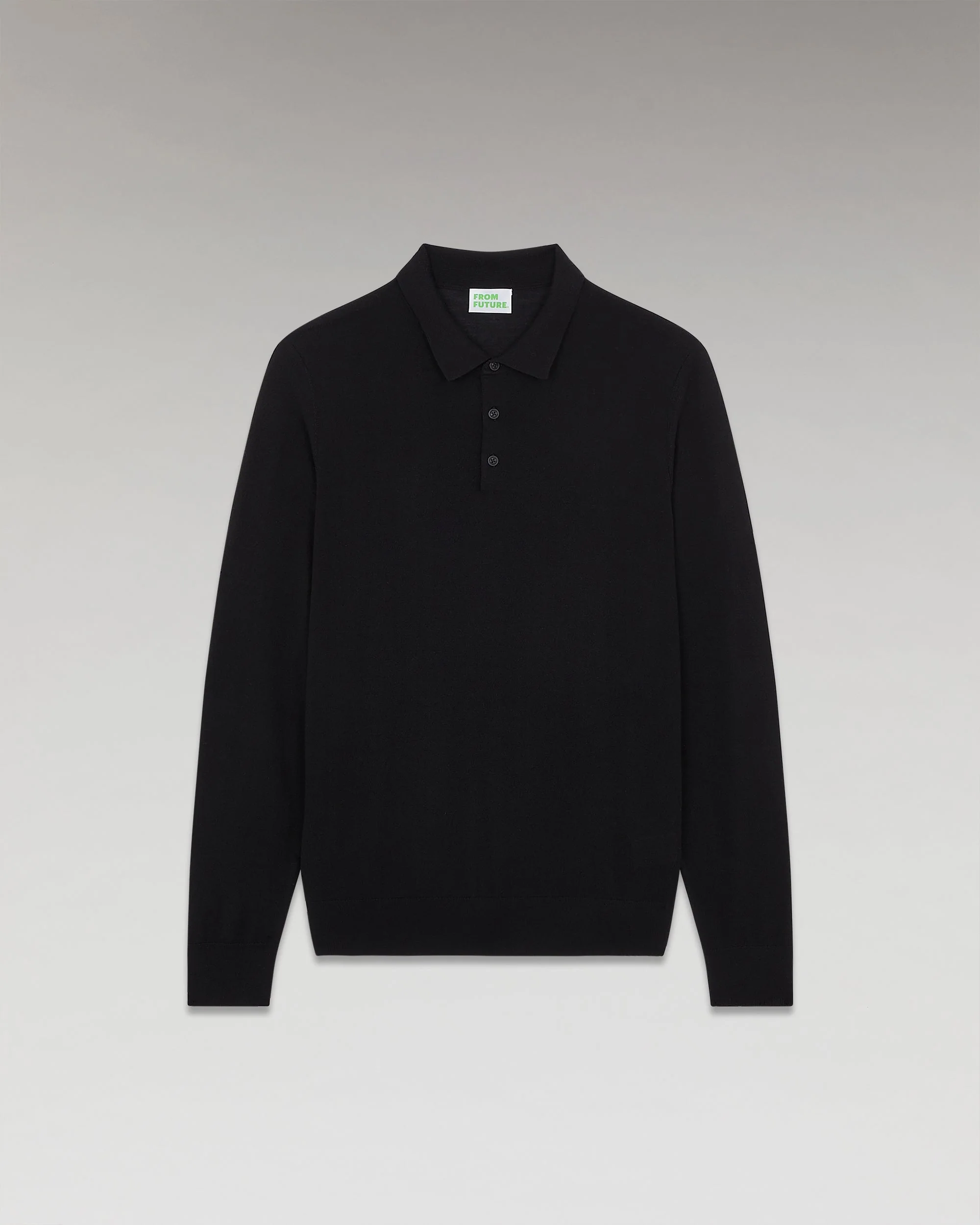 Basic Polo Neck Sweater ( H23 / Man / Black / 100% RWS Merino Wool) - Image 5