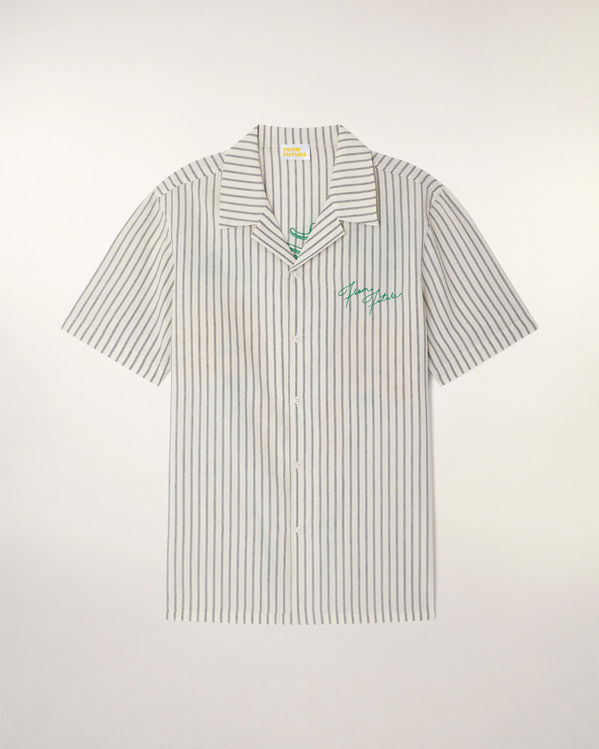 Embroidered Short Sleeve Shirt (S26/ HOMME/ Multi Rayures Ecru) - Image 5