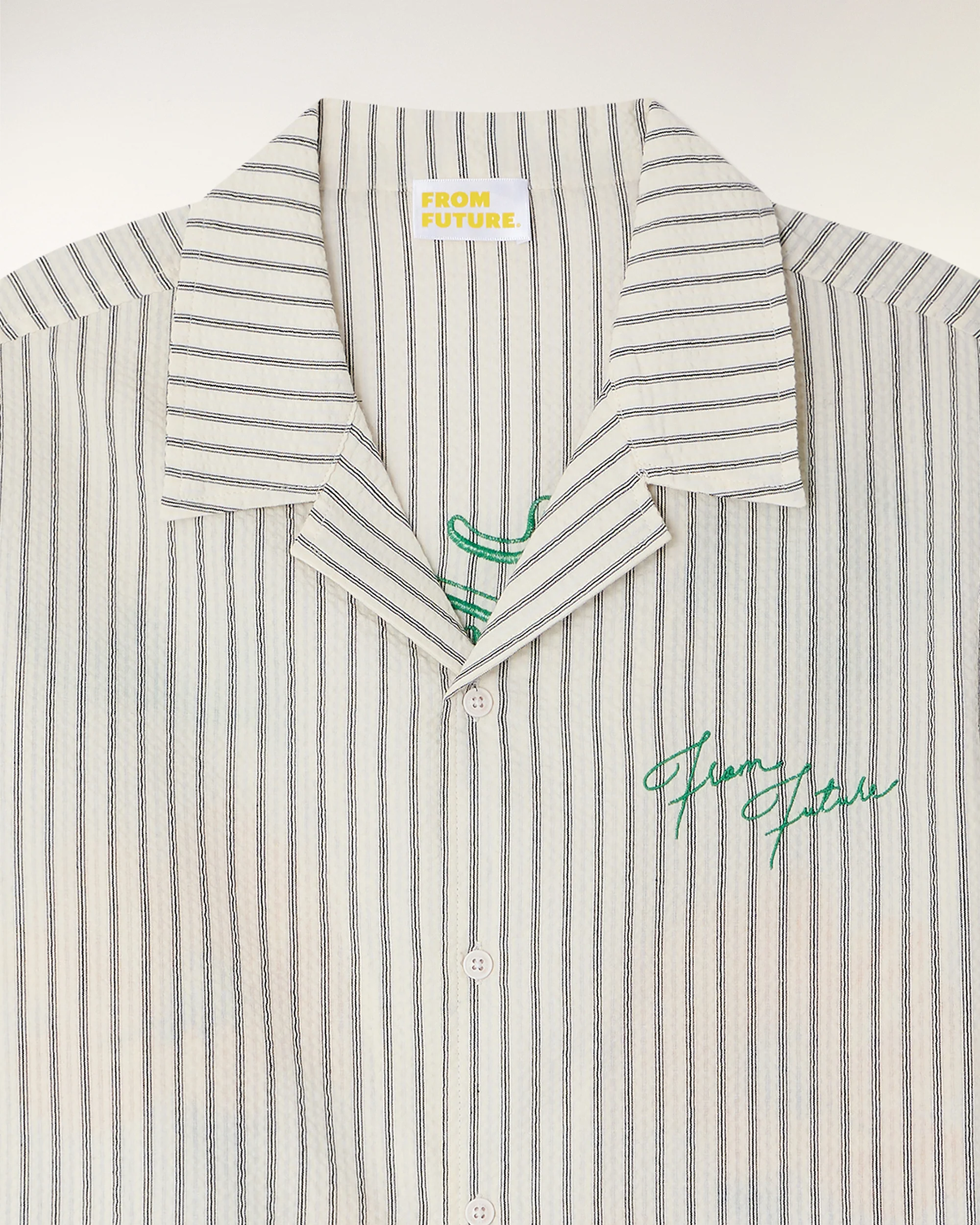 Embroidered Short Sleeve Shirt (S26/ HOMME/ Multi Rayures Ecru) - Image 6