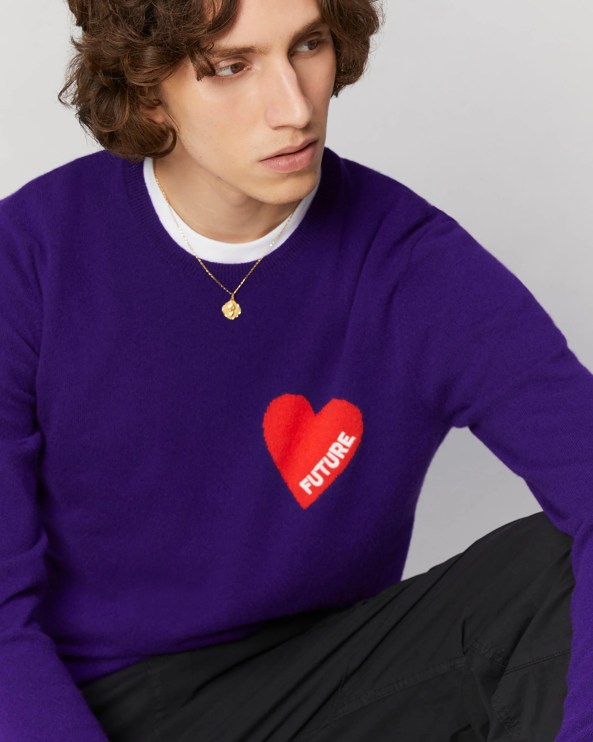 Heart Crewneck Sweater ( H23 / Man / Dark Heather Grey) - Image 3