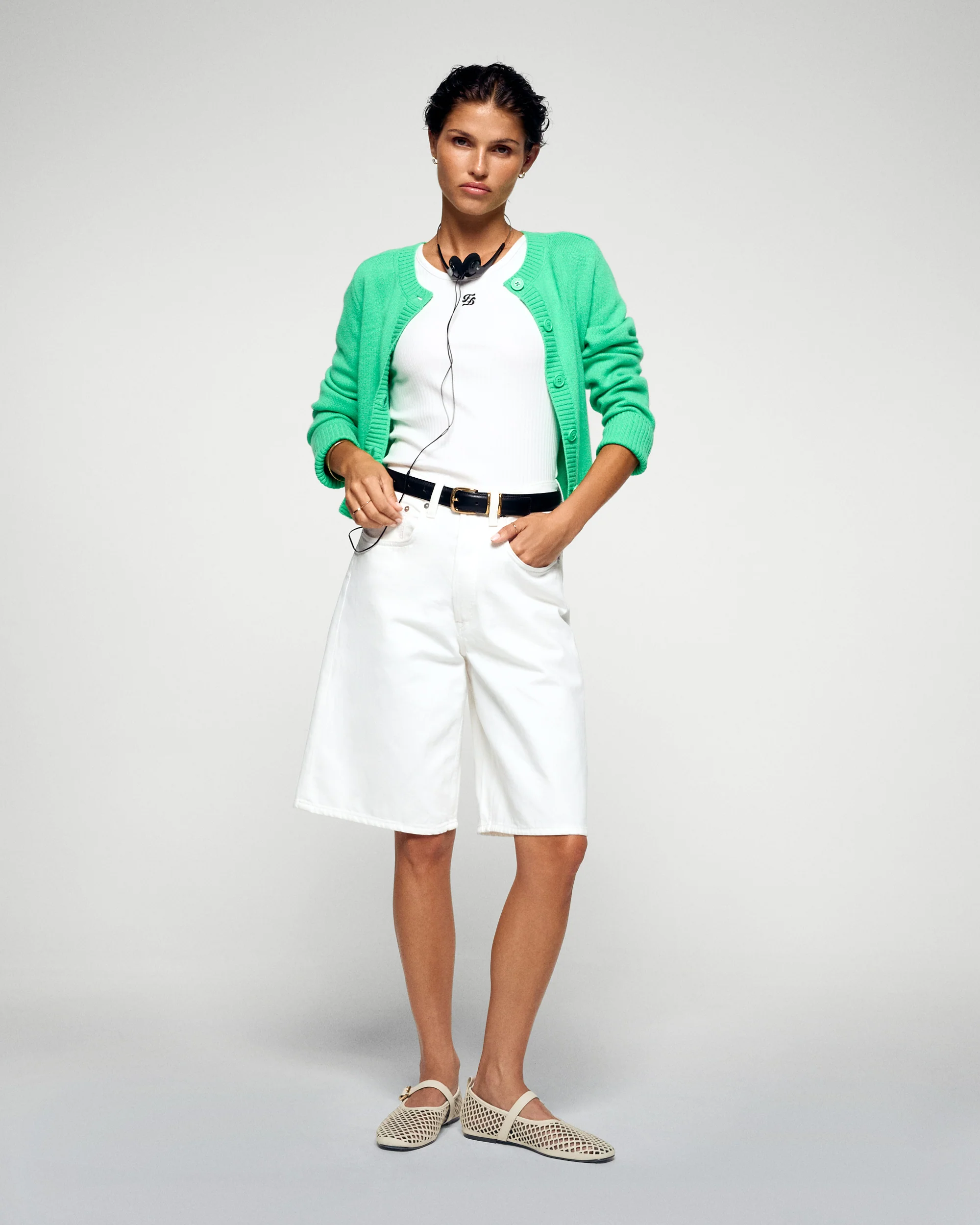 Cardigan Sweater (H25 / WOMEN / Cosmic Green) - Image 4