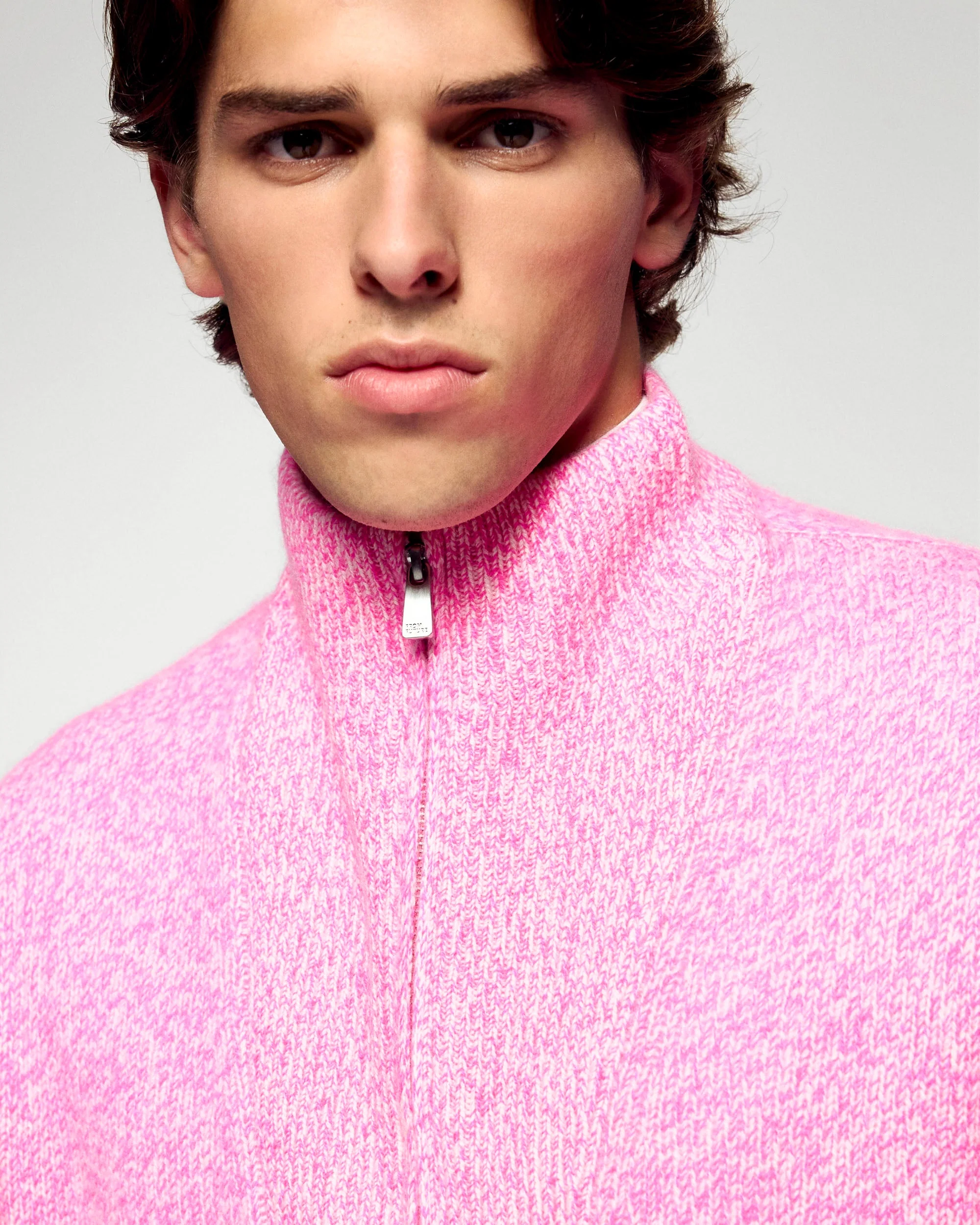 Quarter Zip Neck Sweater (H25 / HOMME / Luminous Pink) - Image 3