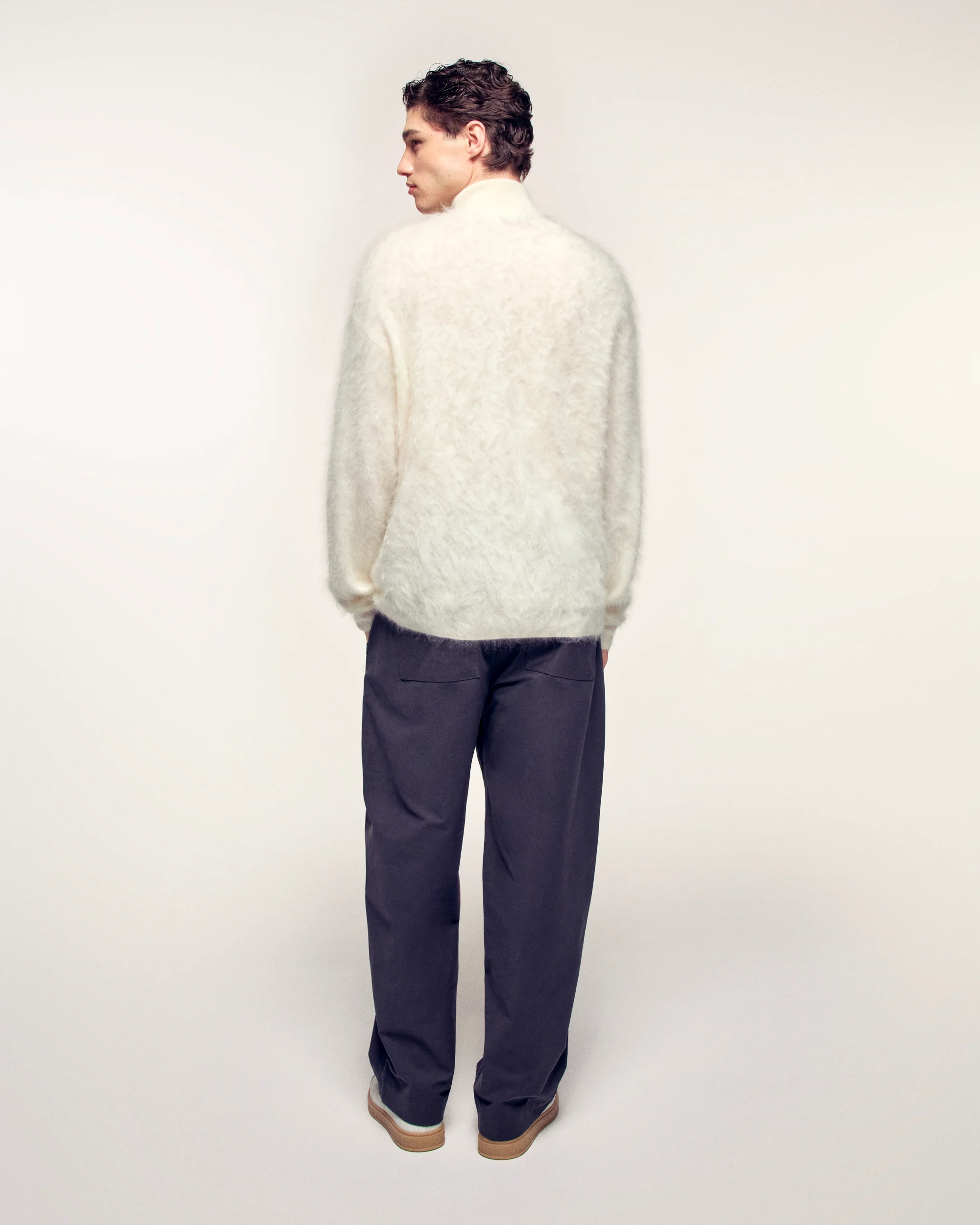 Brushed Cashmere Half-Zip Sweater (S26 / HOMME / Ecru) - Image 3