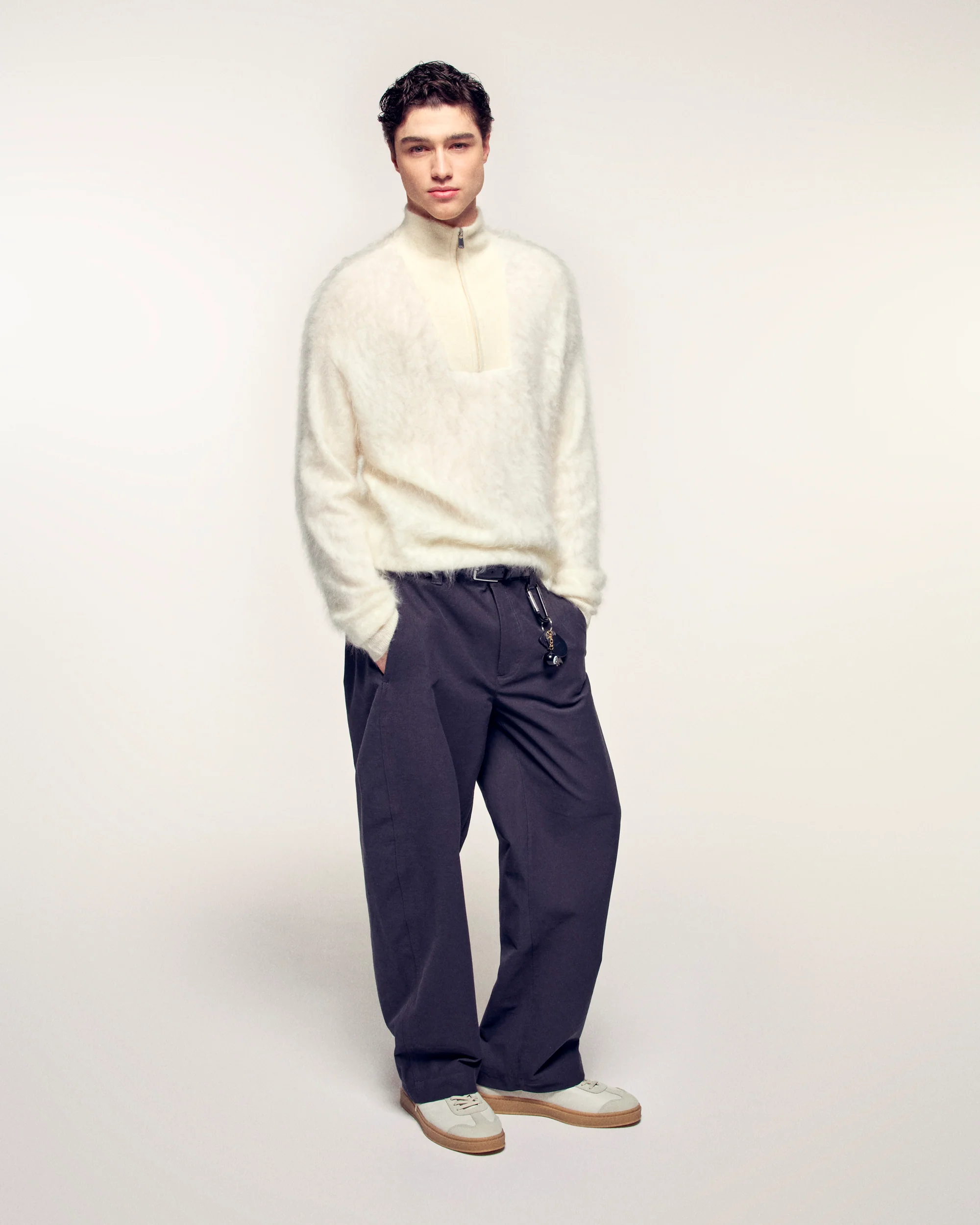 Brushed Cashmere Half-Zip Sweater (S26 / HOMME / Ecru) - Image 4