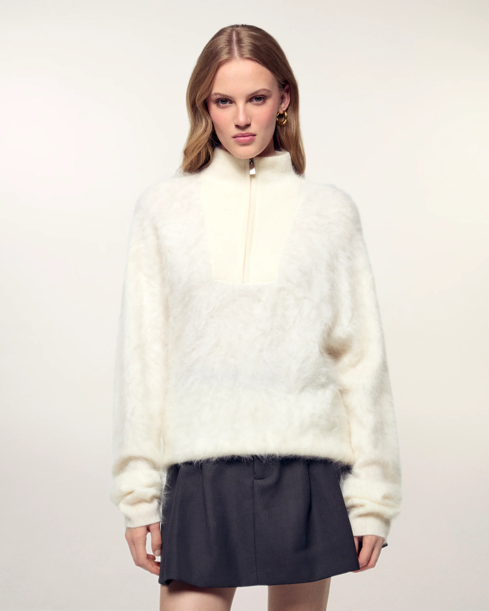 Brushed Cashmere Half-Zip Sweater (S26 / HOMME / Ecru) - Image 5