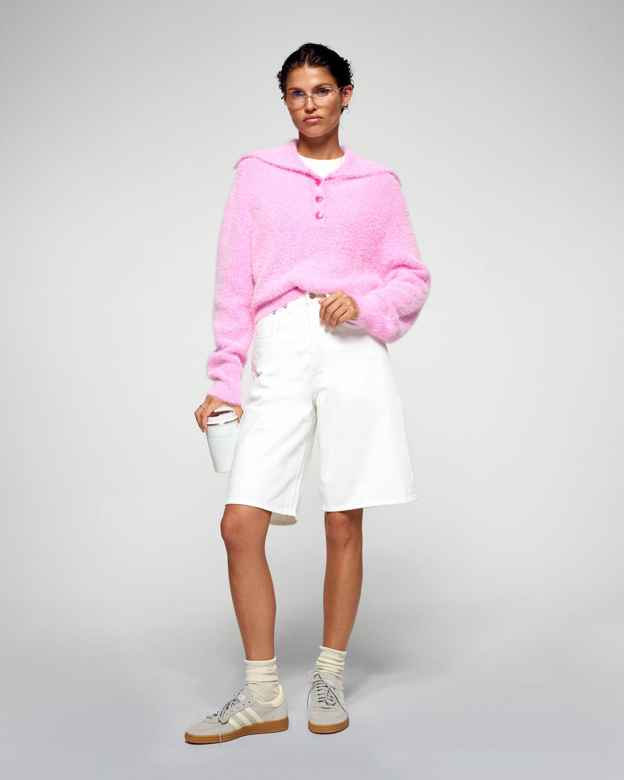 Polo Neck Sweater (H25 / WOMEN / Snowy Pink) - Image 4