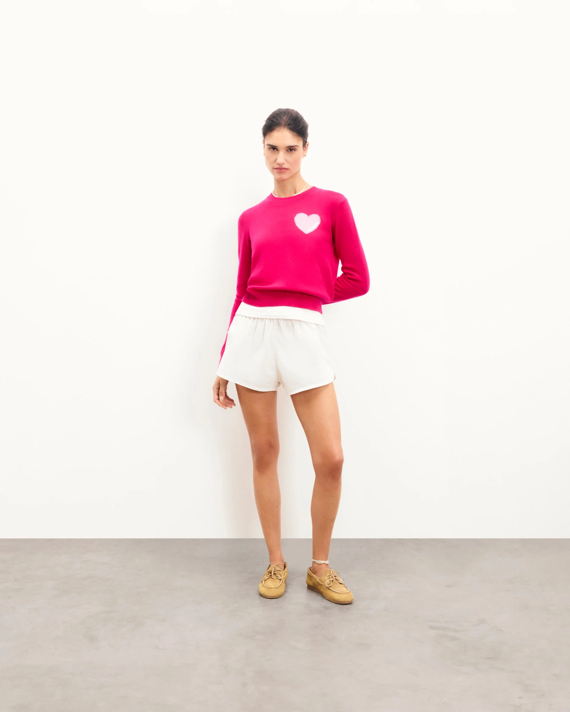 Crewneck Sweater with Future Heart Embroidery (S25 / WOMEN / Tropical Raspbe) - Image 3