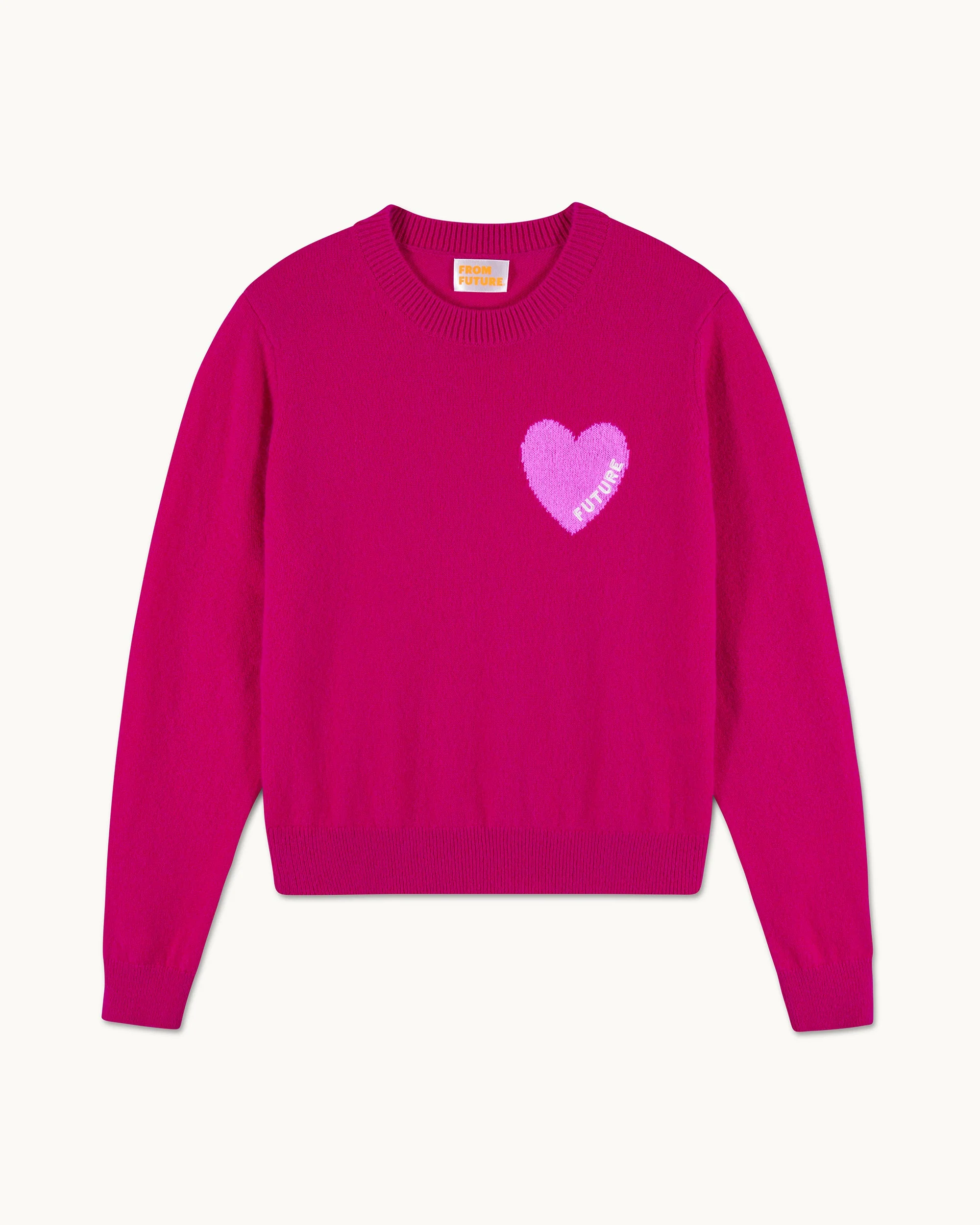 Crewneck Sweater with Future Heart Embroidery (S25 / WOMEN / Tropical Raspbe) - Image 5