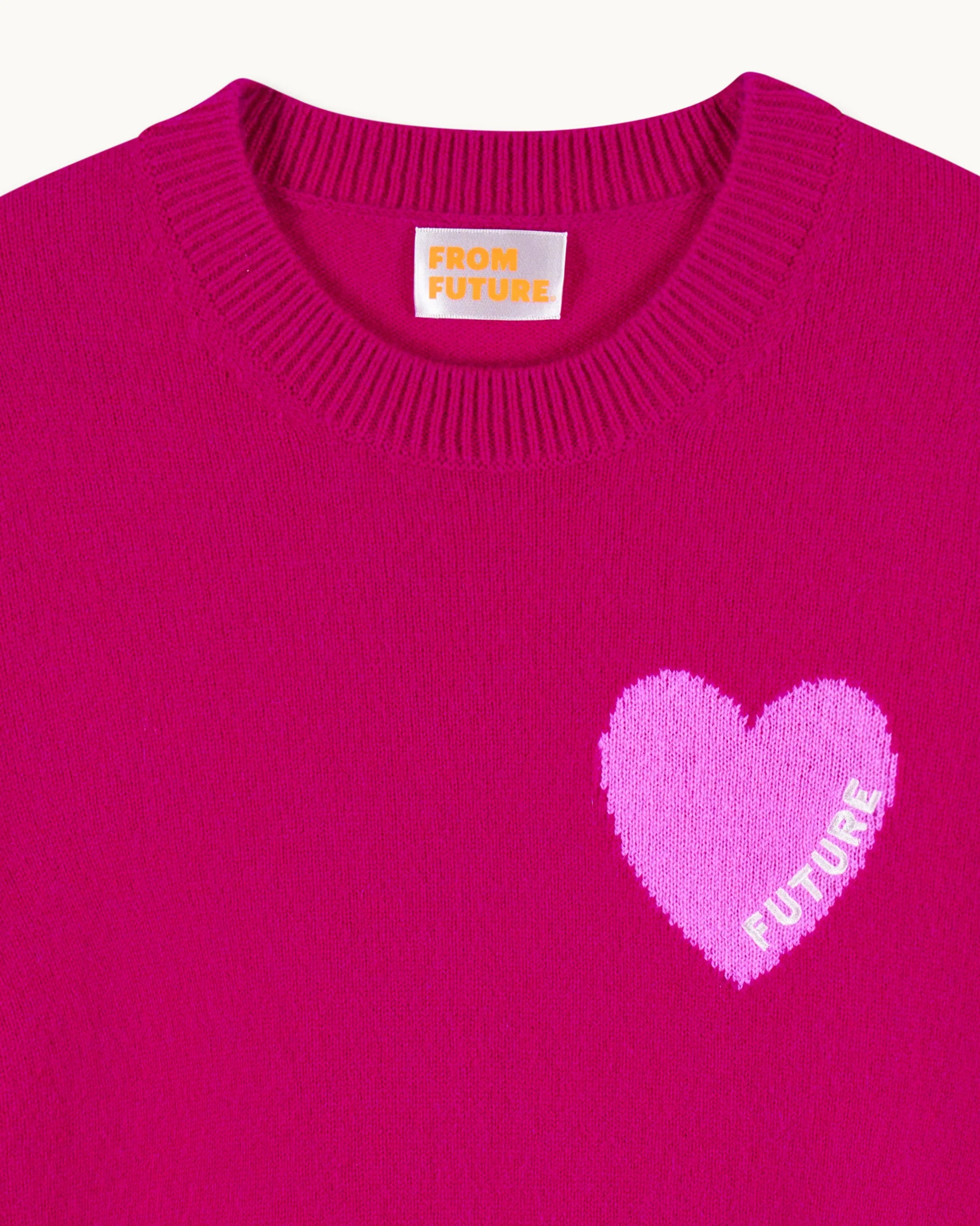 Crewneck Sweater with Future Heart Embroidery (S25 / WOMEN / Tropical Raspbe) - Image 6