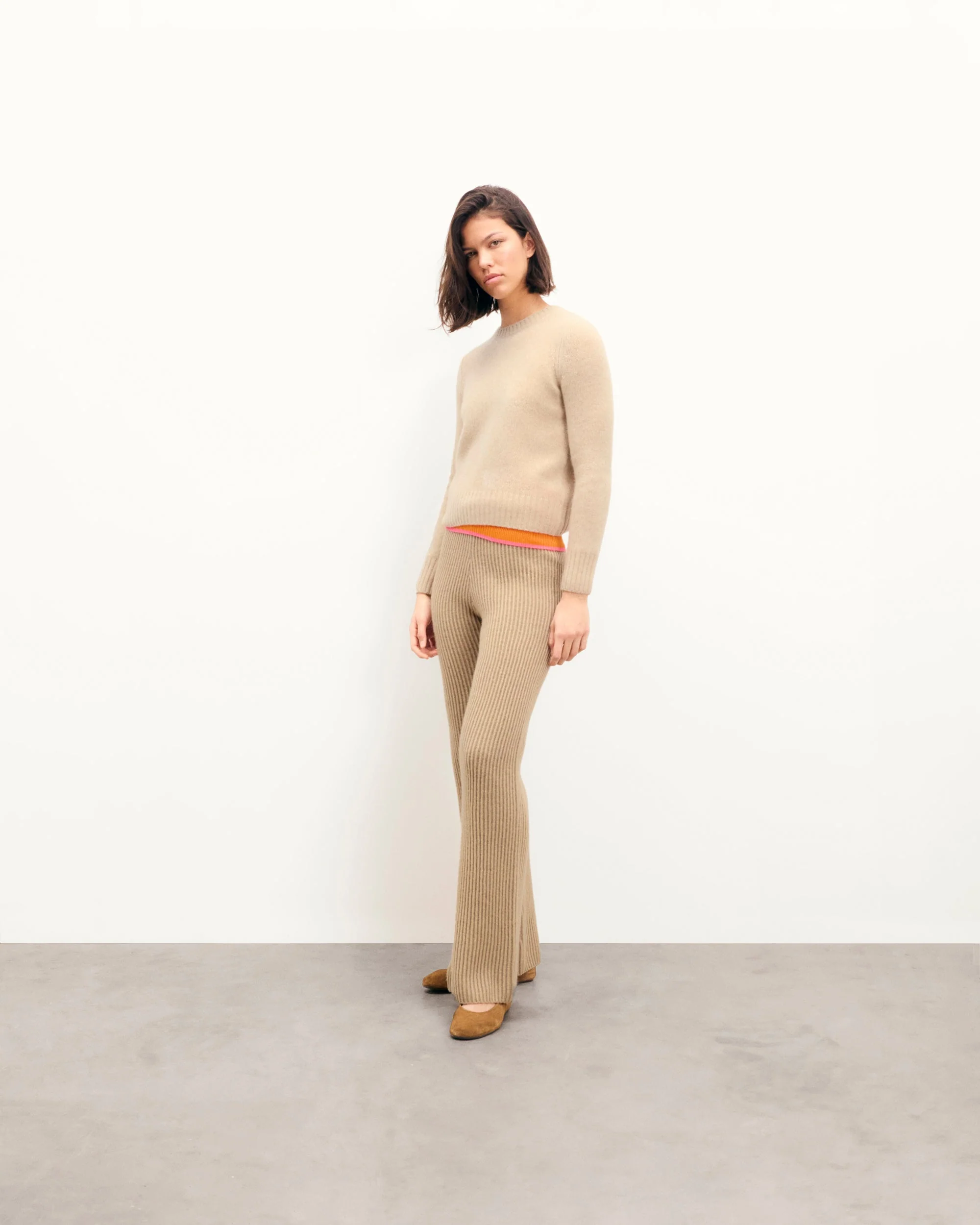 Short Crewneck Sweater (S25 / WOMEN / Heather Beige) - Image 3