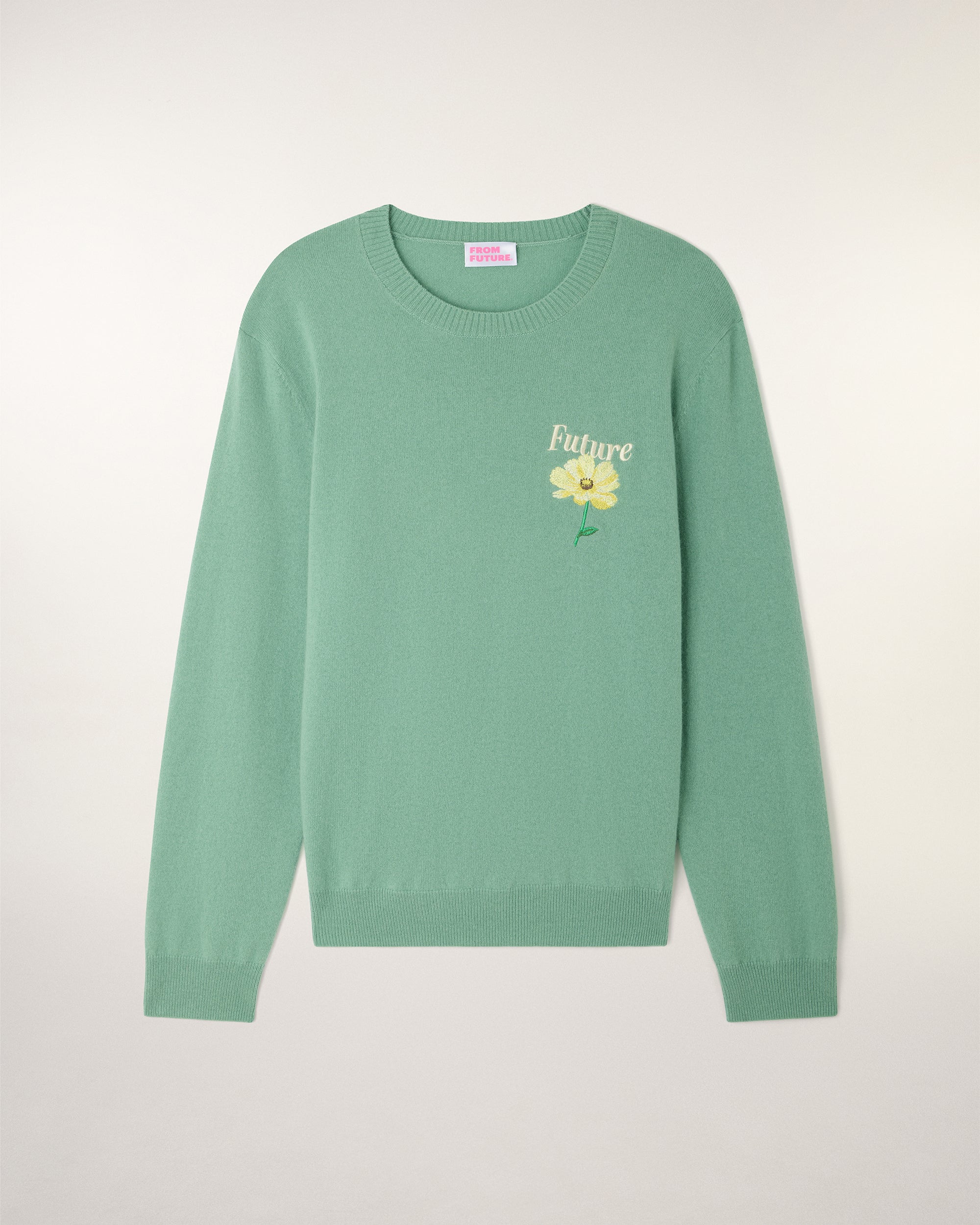 Jacquard Pattern and Embroidery Crew Neck Sweater (S26/ HOMME/ Forever Green) - Image 6