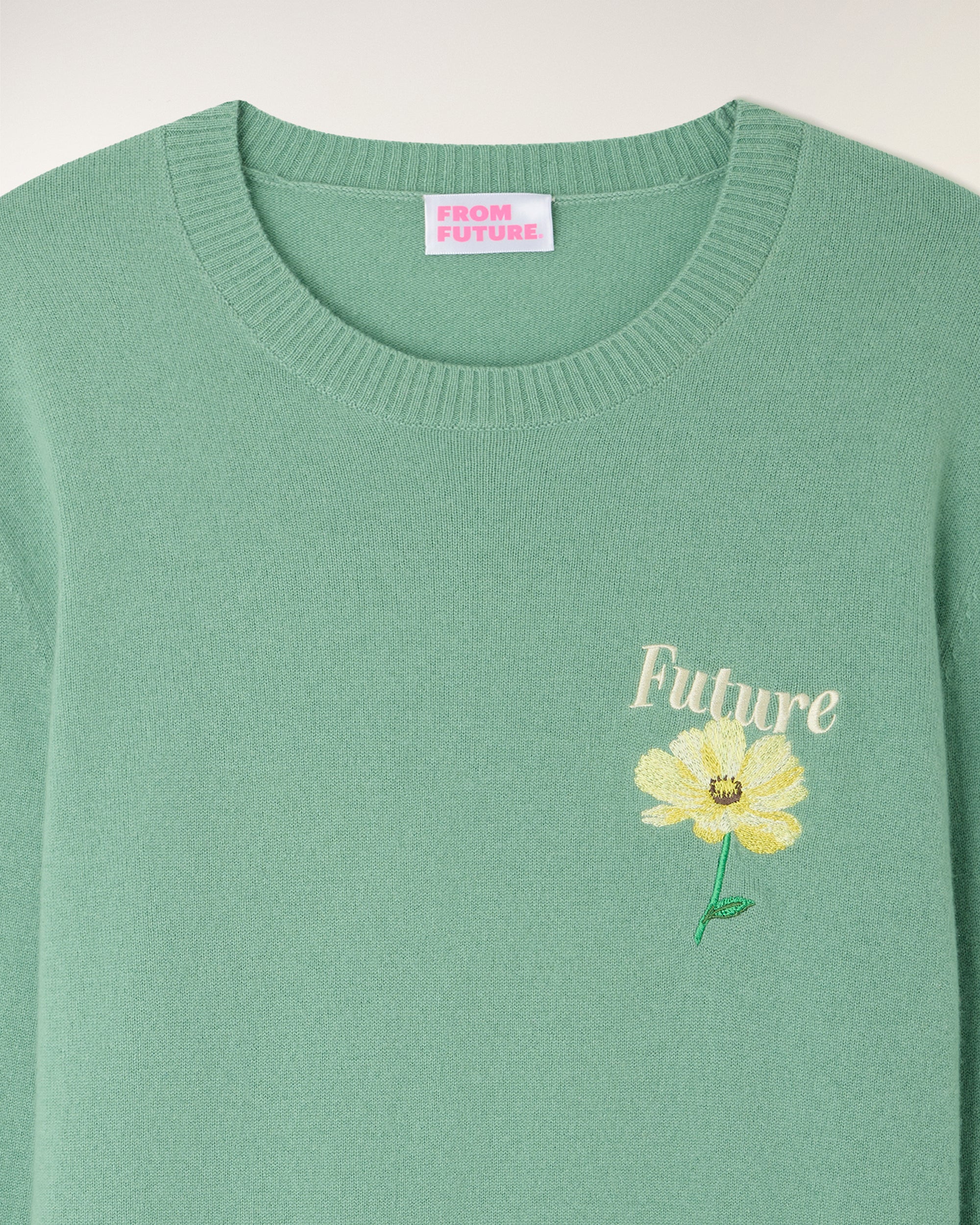 Jacquard Pattern and Embroidery Crew Neck Sweater (S26/ HOMME/ Forever Green) - Image 7