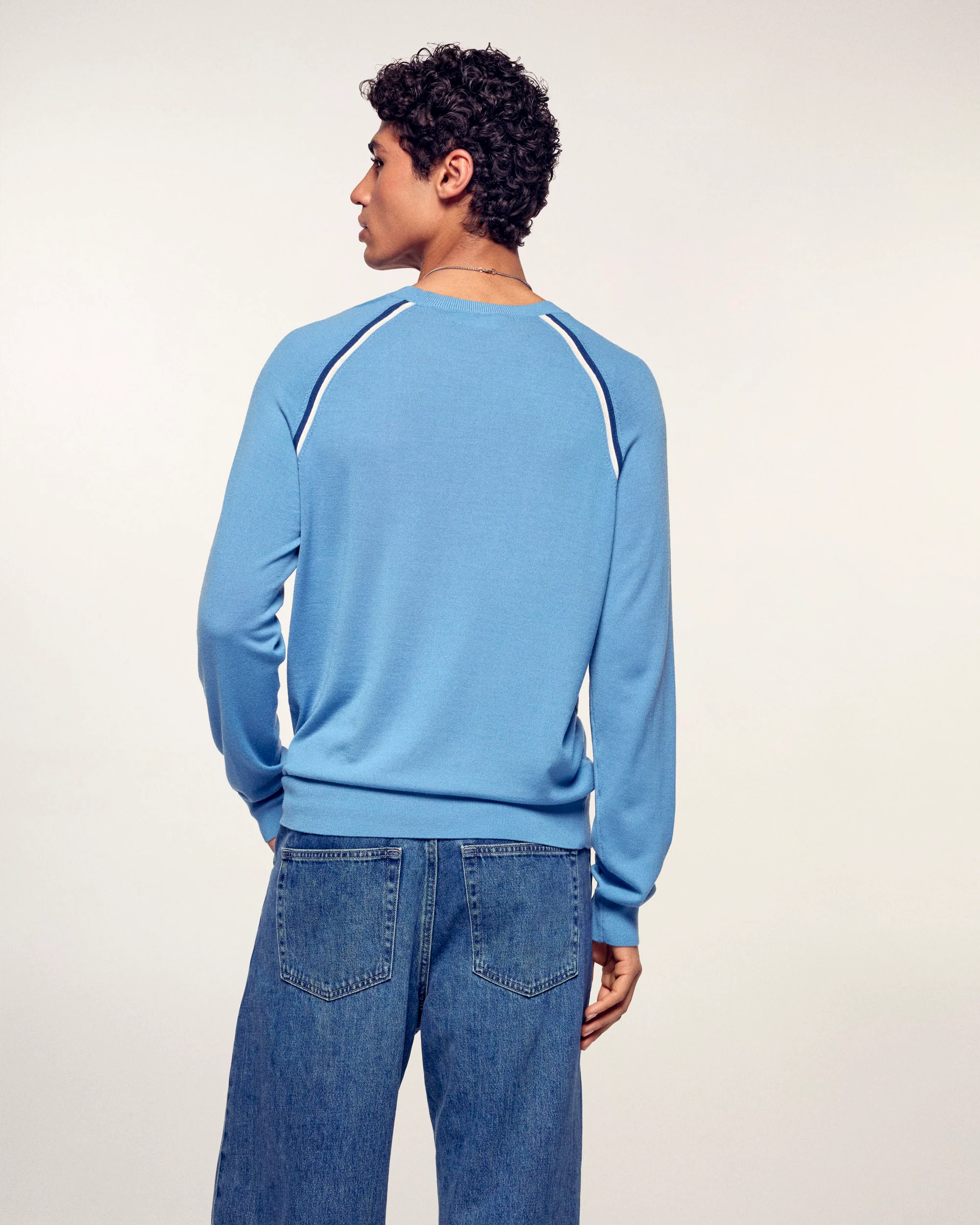 Striped Crew Neck Sweater (S26/ HOMME/ Intense Blue) - Image 5