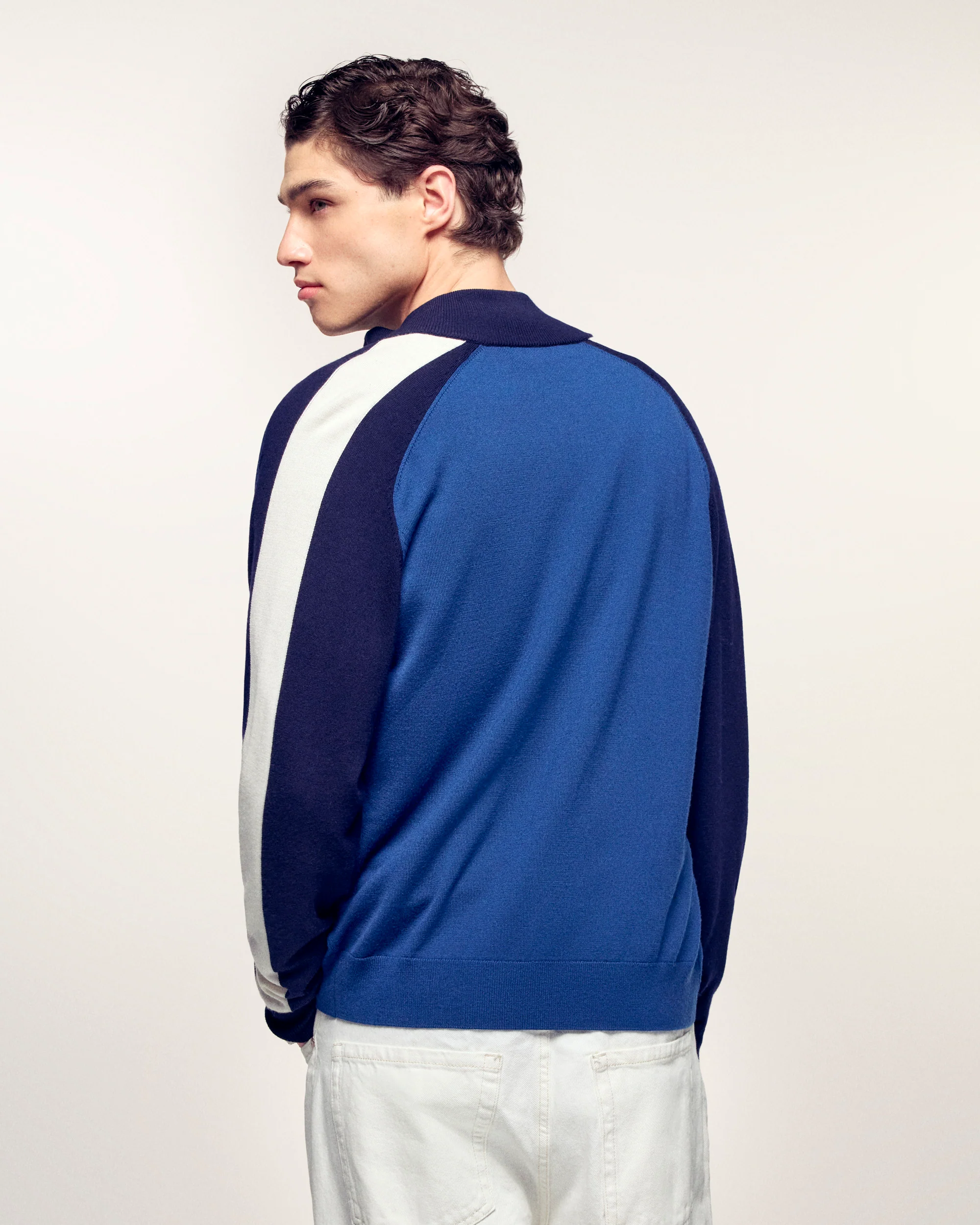 Tricolor Cardigan (S26/ HOMME/ Riviera Blue) - Image 3