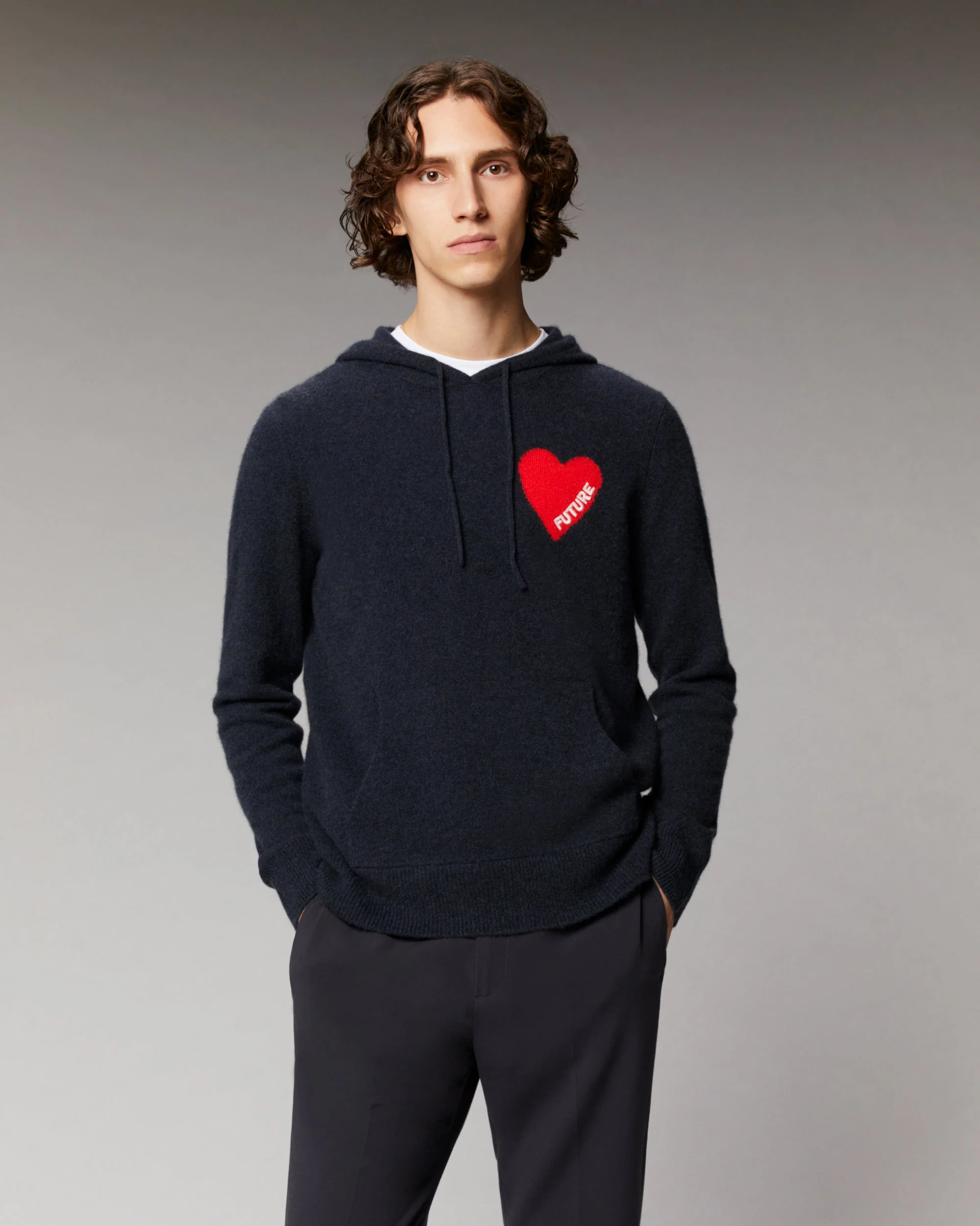 Light Heart Hoodie Sweater (H23 / MAN / Light Heather Grey) - Image 5