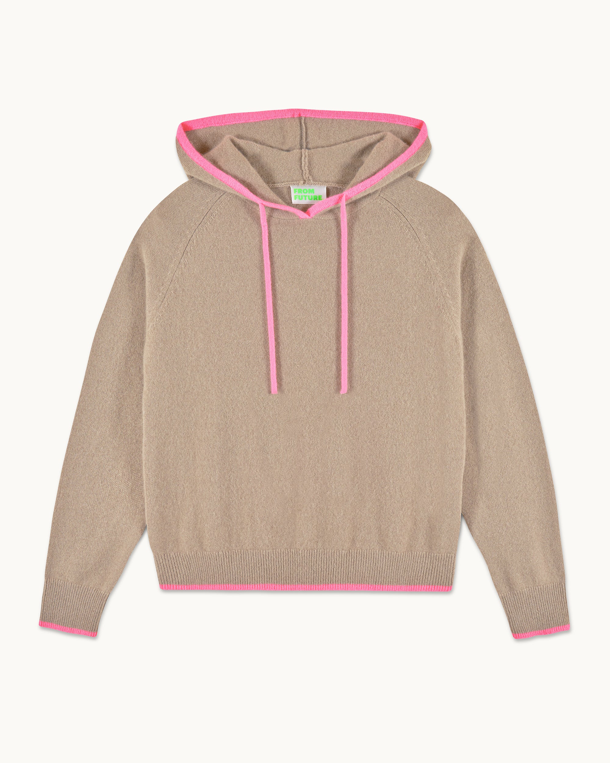 Oversized Hoodie Sweater with Contrast Trims (S25 / WOMEN / Tropical Taupe) - Image 5