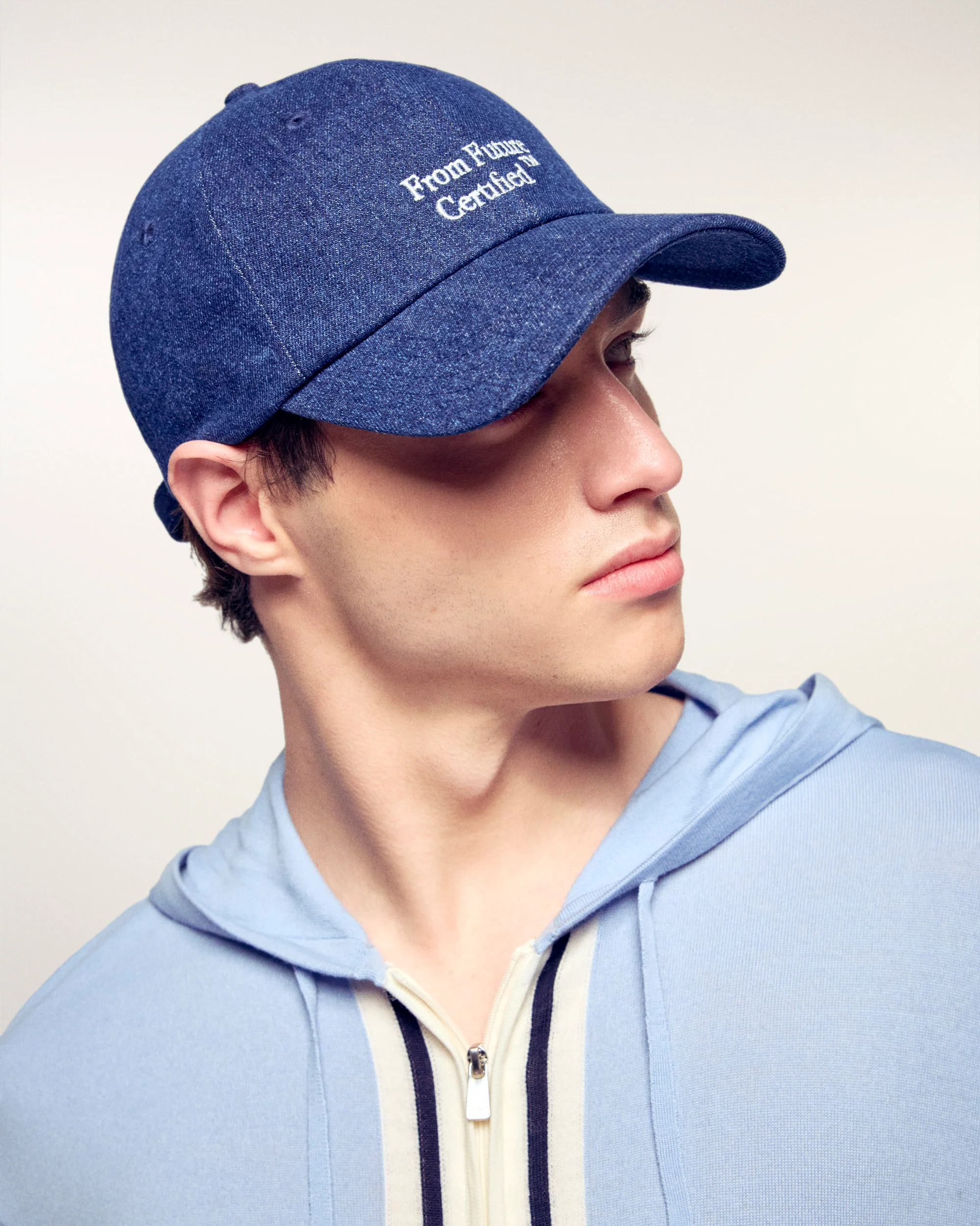 Contrasting Striped Hoodie (S26/ HOMME/ Infinity Blue) - Image 4