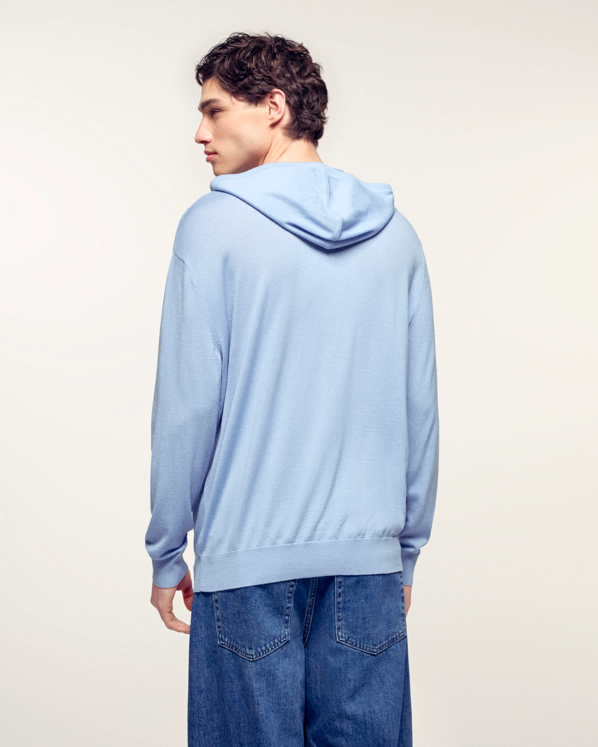 Contrasting Striped Hoodie (S26/ HOMME/ Infinity Blue) - Image 5