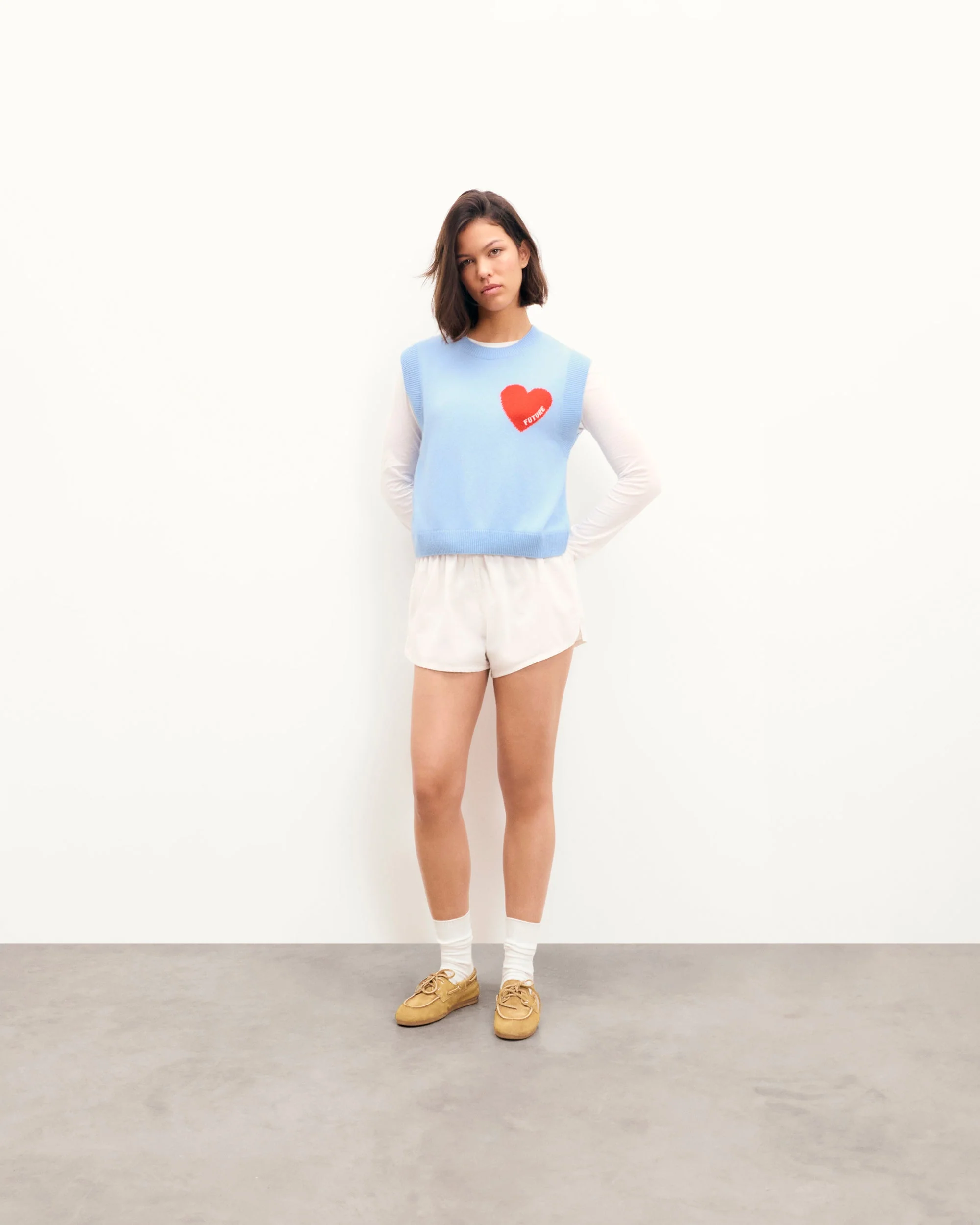 Heart Sleeveless Sweater (S25 / WOMEN / Baby Blue) - Image 3
