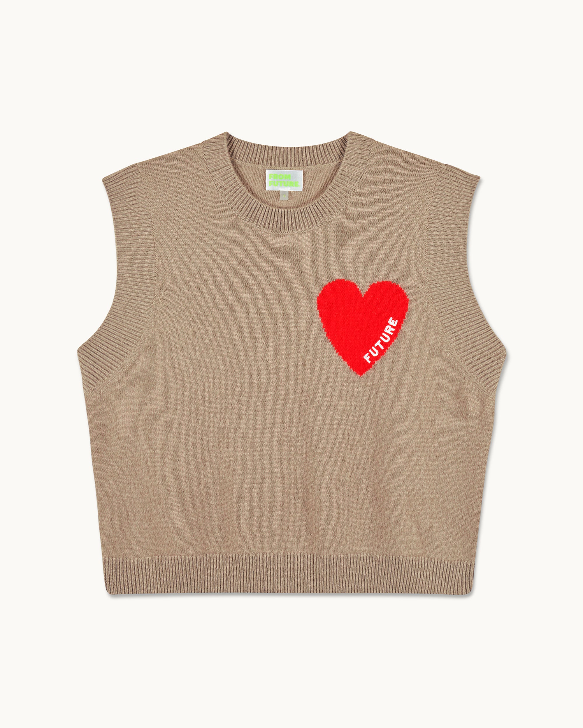 Heart Sleeveless Sweater (S25 / WOMEN / Tropical Taupe) - Image 5