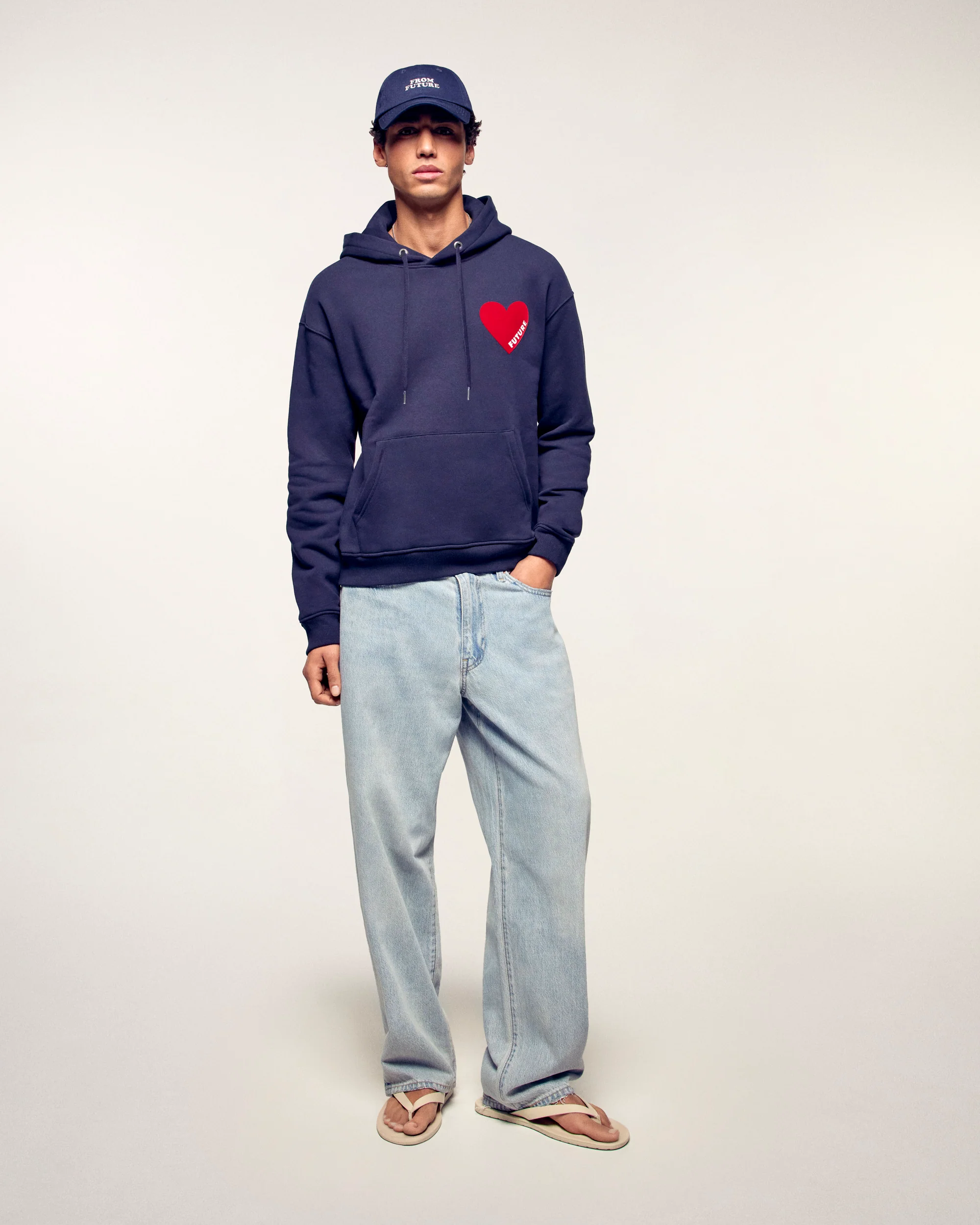 Heart Hoodie Sweatshirt (S25 / MEN / Navy) - Image 4