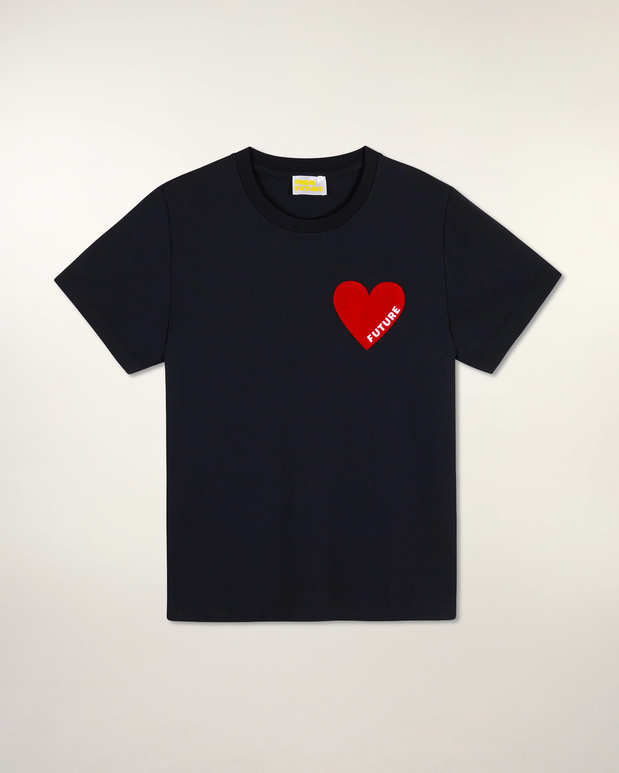 Crewneck Short Sleeve Heart T-shirt (S25 / WOMEN / Black) - Image 5