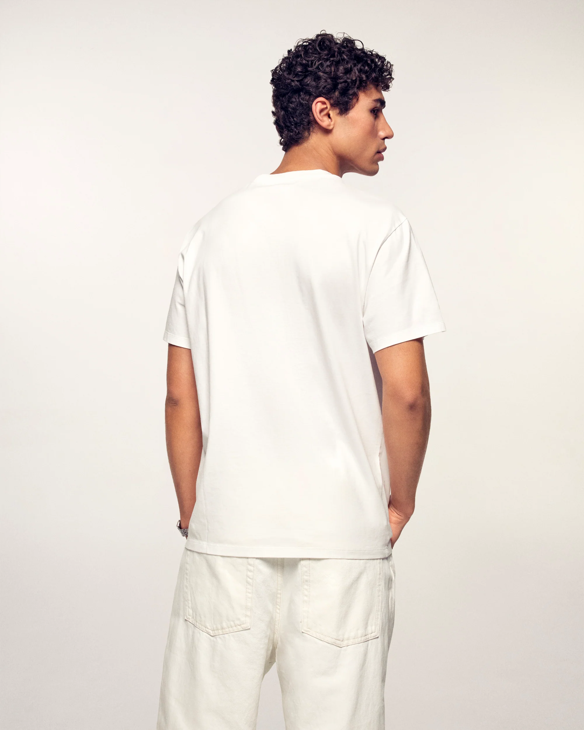 Crewneck Short Sleeve Heart T-shirt (S25 / MEN / White) - Image 4