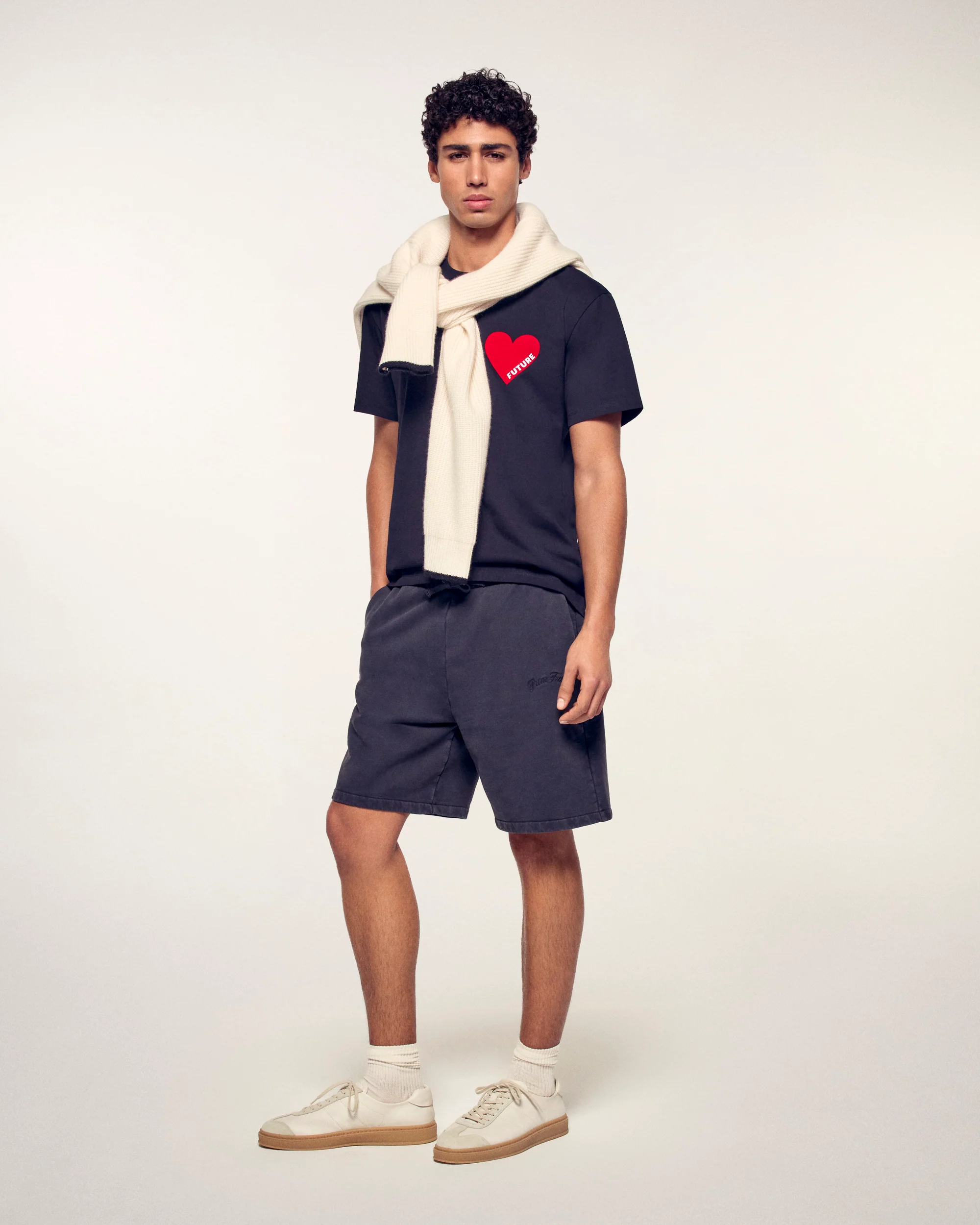 Crewneck Short Sleeve Heart T-shirt (S25 / MEN / Black) - Image 3